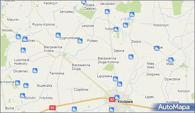 mapa Bierzwienna Długa-Kolonia, Bierzwienna Długa-Kolonia na mapie Targeo