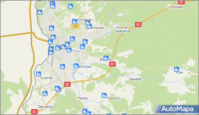 mapa Bieżyce, Bieżyce na mapie Targeo