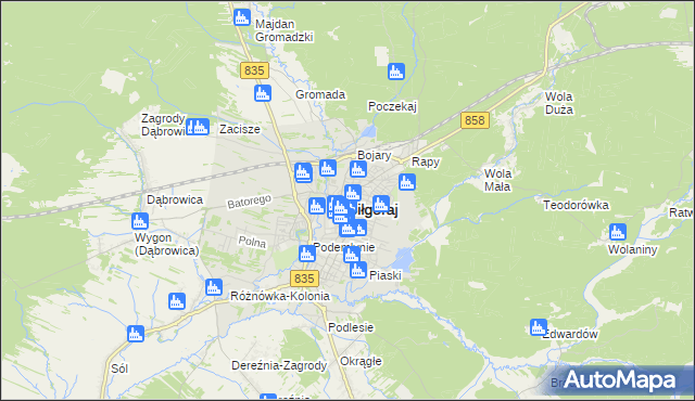 mapa Biłgoraj, Biłgoraj na mapie Targeo