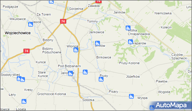 mapa Binkowice, Binkowice na mapie Targeo