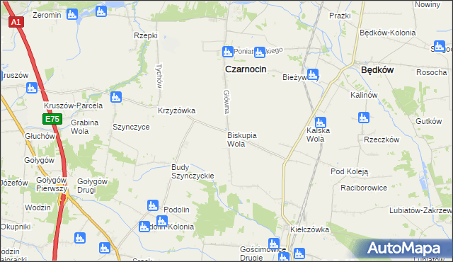 mapa Biskupia Wola, Biskupia Wola na mapie Targeo