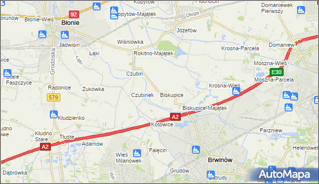 mapa Biskupice gmina Brwinów, Biskupice gmina Brwinów na mapie Targeo