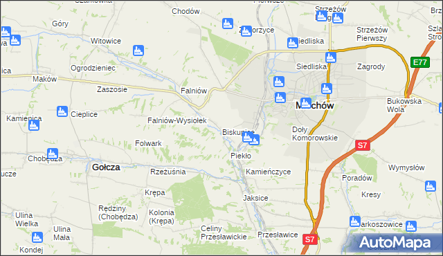 mapa Biskupice gmina Miechów, Biskupice gmina Miechów na mapie Targeo