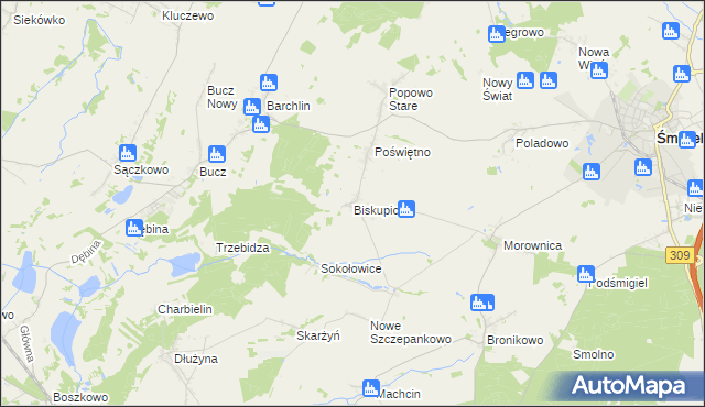 mapa Biskupice gmina Przemęt, Biskupice gmina Przemęt na mapie Targeo