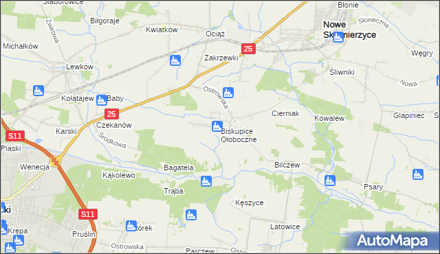 mapa Biskupice Ołoboczne, Biskupice Ołoboczne na mapie Targeo