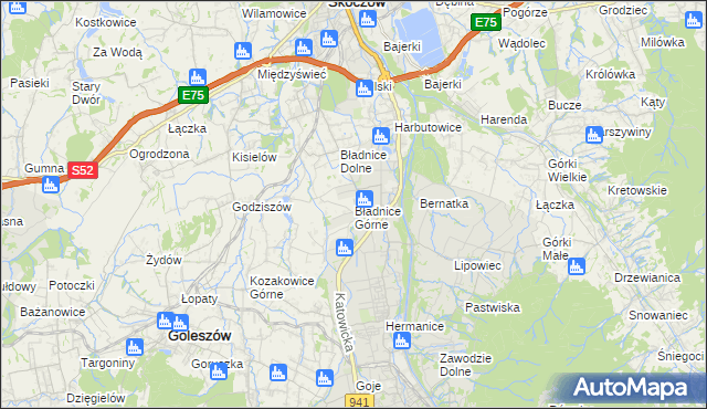 mapa Bładnice Górne, Bładnice Górne na mapie Targeo