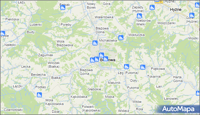 mapa Błażowa, Błażowa na mapie Targeo