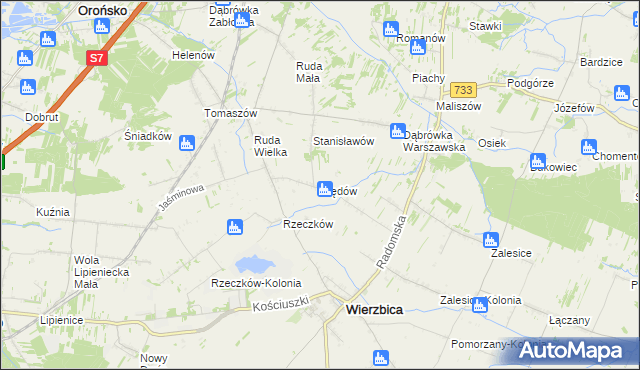 mapa Błędów gmina Wierzbica, Błędów gmina Wierzbica na mapie Targeo