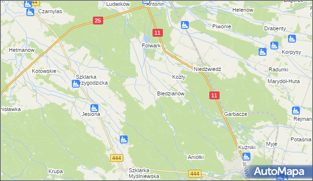 mapa Bledzianów, Bledzianów na mapie Targeo