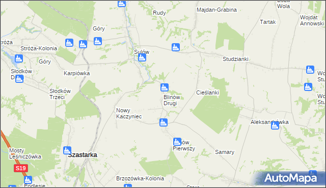 mapa Blinów Drugi, Blinów Drugi na mapie Targeo