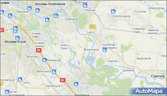 mapa Blizanowice, Blizanowice na mapie Targeo