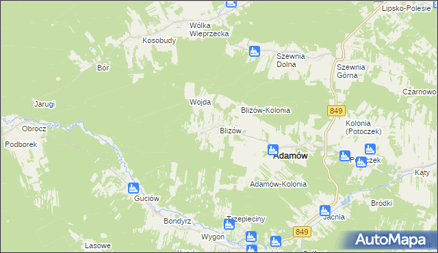 mapa Bliżów, Bliżów na mapie Targeo