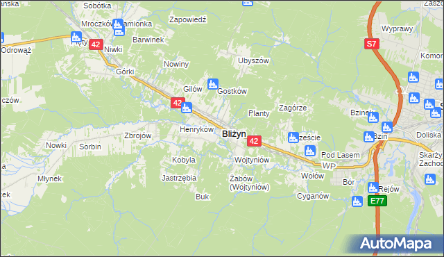 mapa Bliżyn, Bliżyn na mapie Targeo