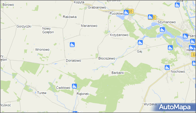 mapa Błociszewo, Błociszewo na mapie Targeo