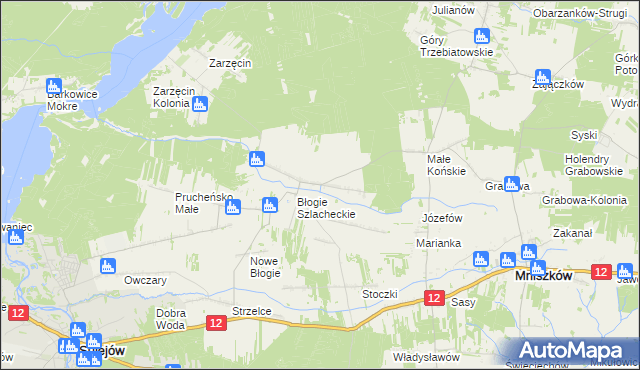 mapa Błogie Rządowe, Błogie Rządowe na mapie Targeo