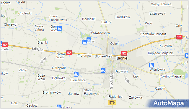 mapa Błonie-Wieś, Błonie-Wieś na mapie Targeo