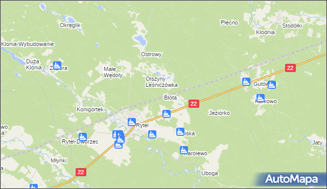 mapa Błota gmina Czersk, Błota gmina Czersk na mapie Targeo