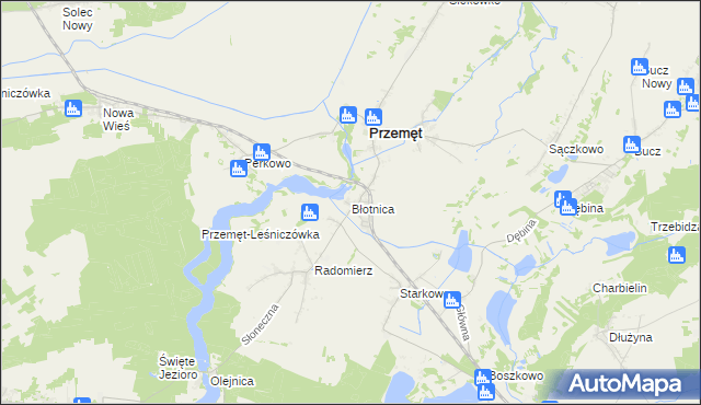 mapa Błotnica gmina Przemęt, Błotnica gmina Przemęt na mapie Targeo