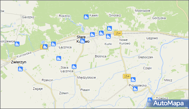 mapa Błotnica gmina Stare Kurowo, Błotnica gmina Stare Kurowo na mapie Targeo