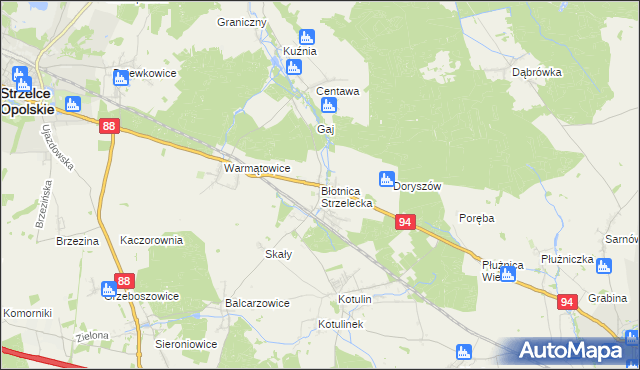 mapa Błotnica Strzelecka, Błotnica Strzelecka na mapie Targeo