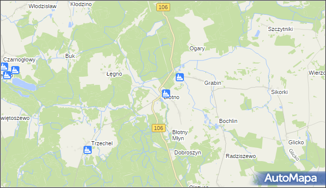 mapa Błotno gmina Nowogard, Błotno gmina Nowogard na mapie Targeo