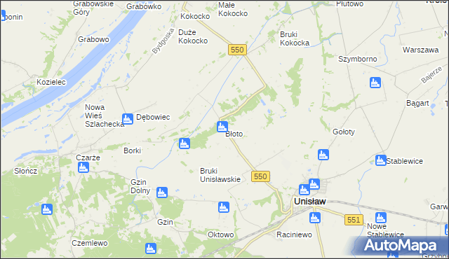 mapa Błoto gmina Unisław, Błoto gmina Unisław na mapie Targeo