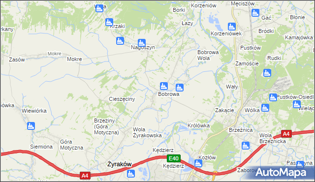 mapa Bobrowa gmina Żyraków, Bobrowa gmina Żyraków na mapie Targeo