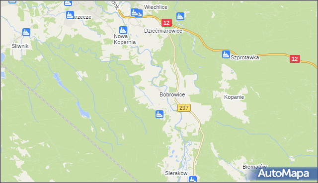 mapa Bobrowice gmina Szprotawa, Bobrowice gmina Szprotawa na mapie Targeo