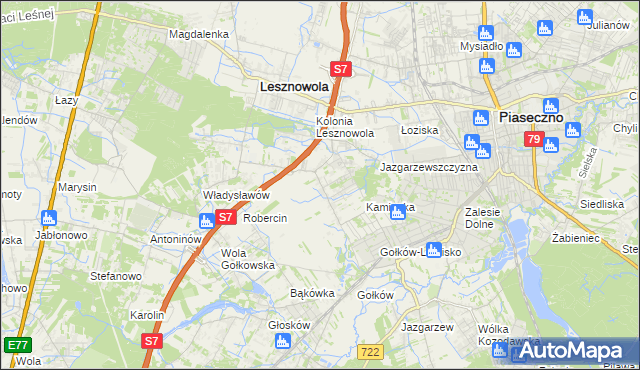 mapa Bobrowiec gmina Piaseczno, Bobrowiec gmina Piaseczno na mapie Targeo