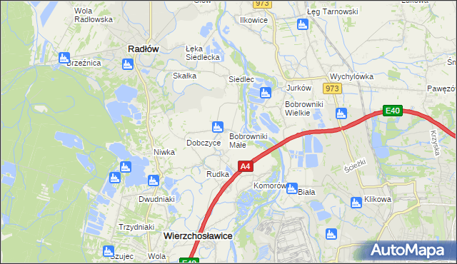 mapa Bobrowniki Małe, Bobrowniki Małe na mapie Targeo