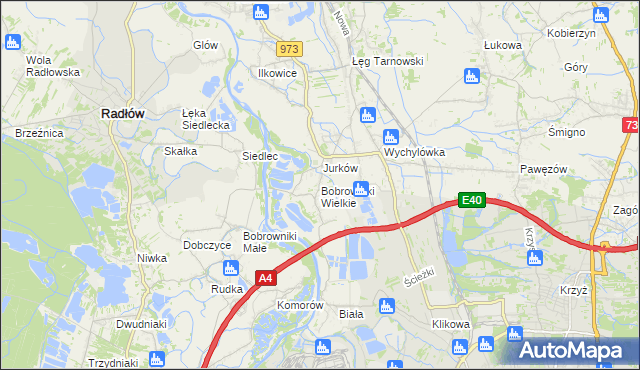 mapa Bobrowniki Wielkie, Bobrowniki Wielkie na mapie Targeo