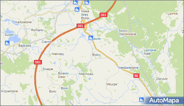 mapa Bobry gmina Ełk, Bobry gmina Ełk na mapie Targeo