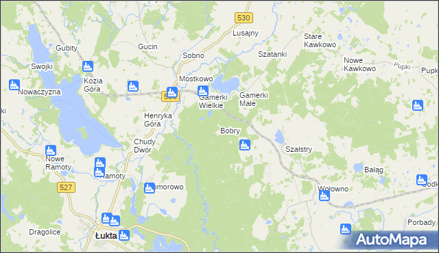 mapa Bobry gmina Jonkowo, Bobry gmina Jonkowo na mapie Targeo