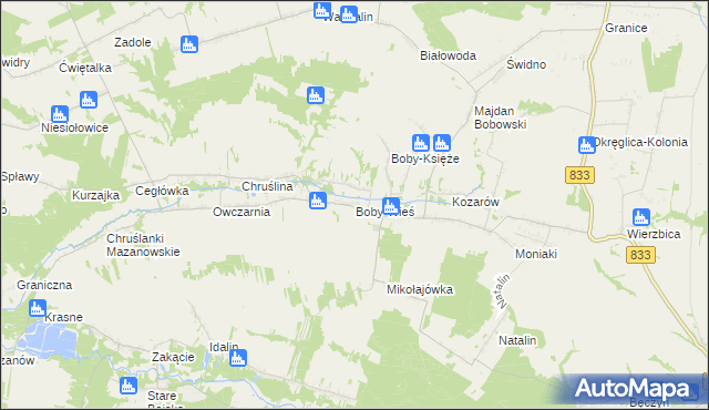 mapa Boby-Wieś, Boby-Wieś na mapie Targeo