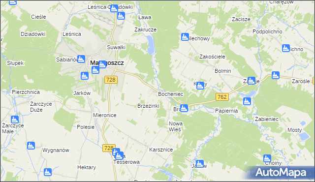 mapa Bocheniec gmina Małogoszcz, Bocheniec gmina Małogoszcz na mapie Targeo