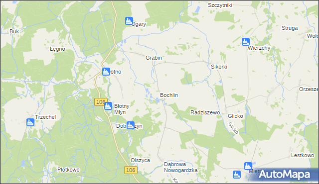 mapa Bochlin gmina Nowogard, Bochlin gmina Nowogard na mapie Targeo