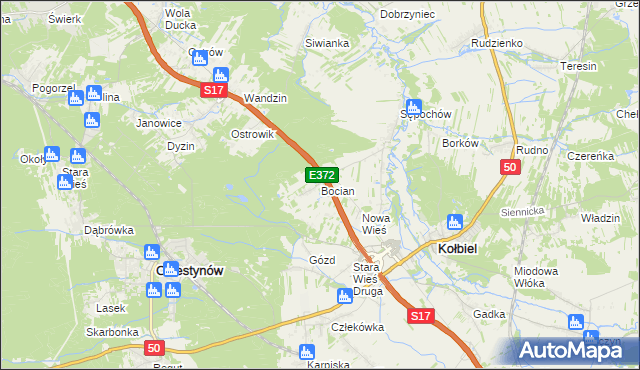 mapa Bocian, Bocian na mapie Targeo