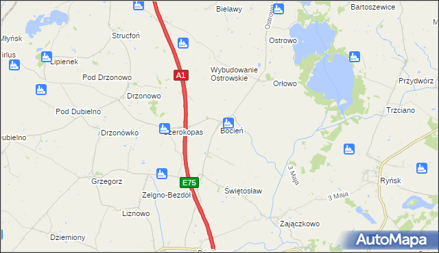 mapa Bocień, Bocień na mapie Targeo