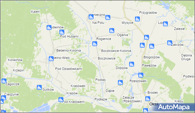 mapa Boczkowice gmina Włoszczowa, Boczkowice gmina Włoszczowa na mapie Targeo
