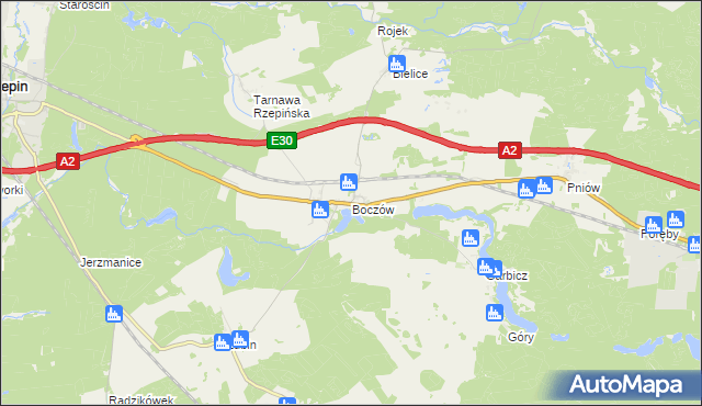 mapa Boczów gmina Torzym, Boczów gmina Torzym na mapie Targeo