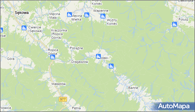 mapa Bodaki gmina Sękowa, Bodaki gmina Sękowa na mapie Targeo