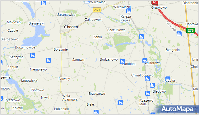 mapa Bodzanowo gmina Choceń, Bodzanowo gmina Choceń na mapie Targeo