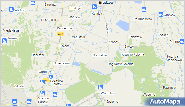 mapa Bogdałów, Bogdałów na mapie Targeo