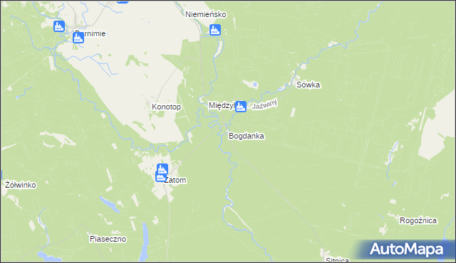 mapa Bogdanka gmina Drawno, Bogdanka gmina Drawno na mapie Targeo