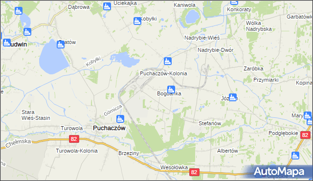 mapa Bogdanka gmina Puchaczów, Bogdanka gmina Puchaczów na mapie Targeo