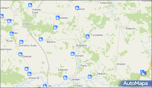 mapa Bogdanki gmina Juchnowiec Kościelny, Bogdanki gmina Juchnowiec Kościelny na mapie Targeo