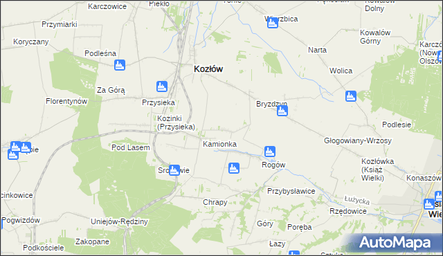 mapa Bogdanów gmina Kozłów, Bogdanów gmina Kozłów na mapie Targeo