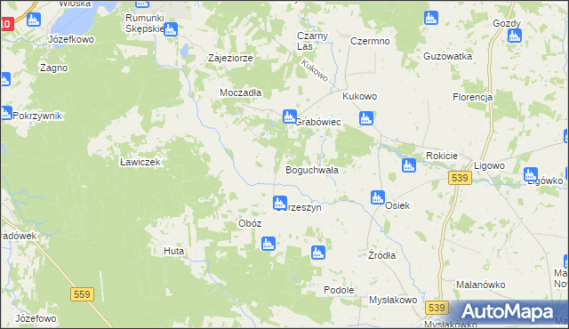 mapa Boguchwała gmina Skępe, Boguchwała gmina Skępe na mapie Targeo