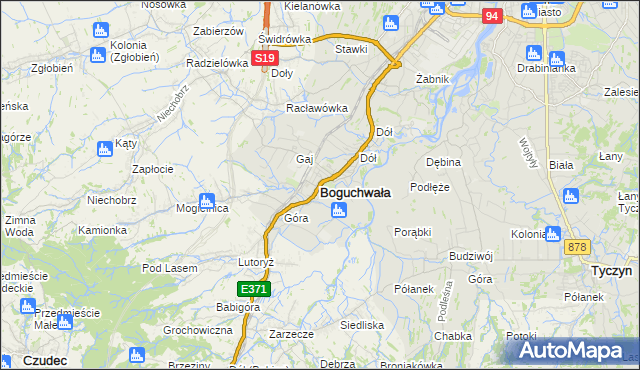 mapa Boguchwała powiat rzeszowski, Boguchwała powiat rzeszowski na mapie Targeo