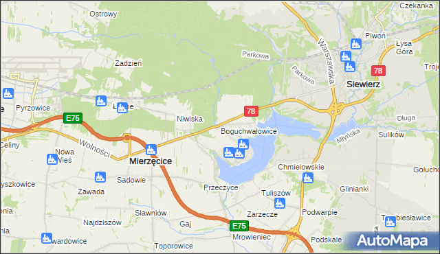 mapa Boguchwałowice, Boguchwałowice na mapie Targeo